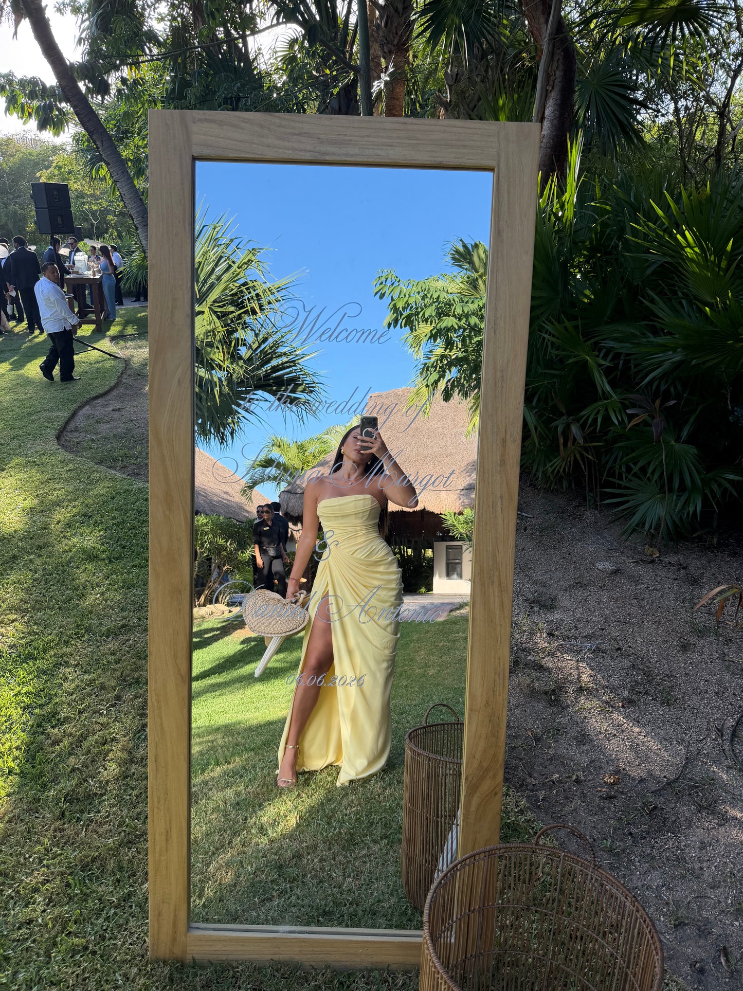 Strapless Yellow Ruched Maxi
Dress with Side Slit